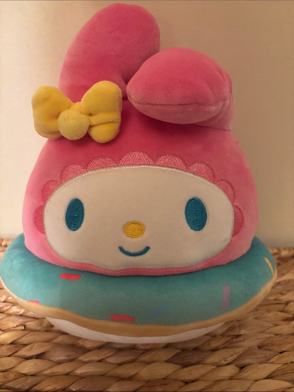 Sanrio My Melody Pink Plush with Yellow Bow and Teal Donut Squishmallows